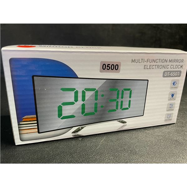 1 Multi-Function LED Mirror Electronic Clock/Digital Alarm Clock - New