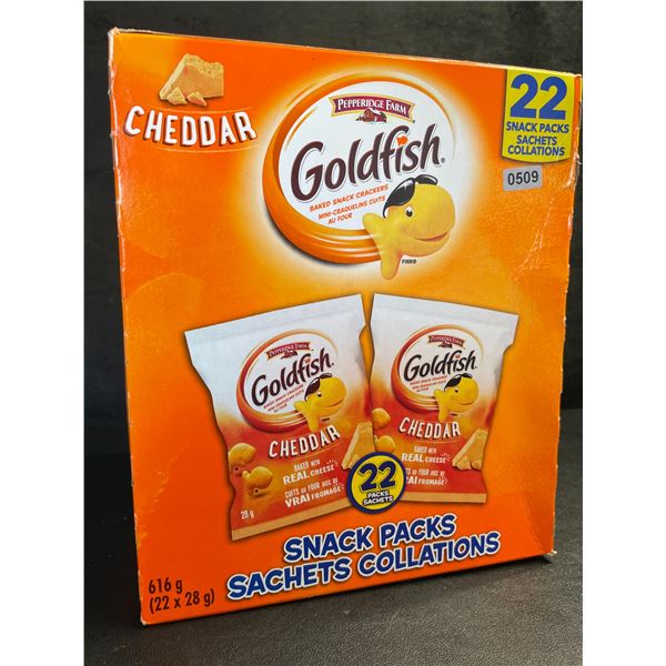 22 Snack-Pack Box of Cheddar Goldfish Baked Snack Crackers - New (22 x 28g)