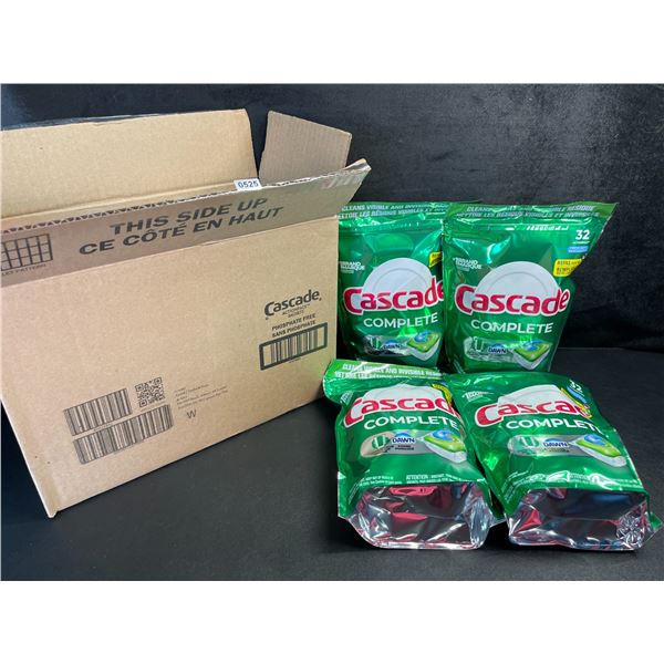4-Pack Case of Cascade Complete Fresh Scent w/ Dawn Dishwasher Pods (32 Each) - New
