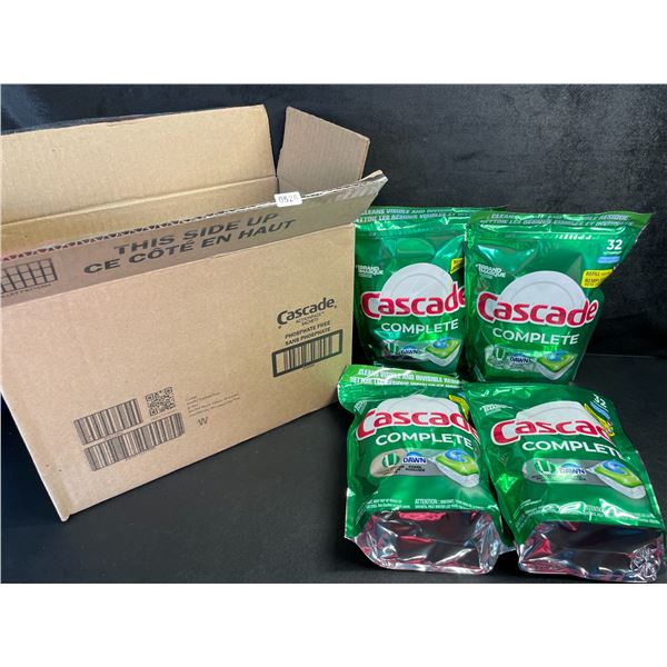 4-Pack Case of Cascade Complete Fresh Scent w/ Dawn Dishwasher Pods (32 Each) - New