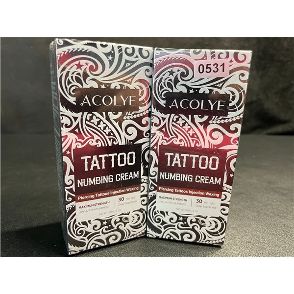 2 Boxes of Acolye Tattoo Numbing Creams - Max Strength/Long-Lasting Numbness (60ml) - New Sealed
