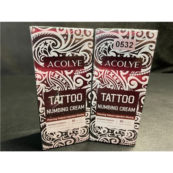 2 Boxes of Acolye Tattoo Numbing Creams - Max Strength/Long-Lasting Numbness (60ml) - New Sealed