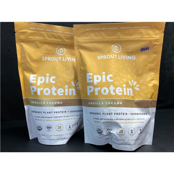 2 Bags of Sprout Living Epic Protein - Vanilla Lucuma (456g) - New (BB: AUG 17/2026)