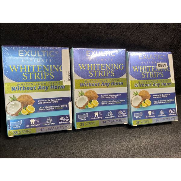 3 Boxes of Exultic Ultimate Teeth Whitening Strips - 28 Strips Per Box - New Sealed
