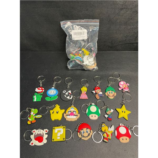2 Mult-Packs of Super Mario Bros. Keychains (18 Each) Assorted Mario Characters - New