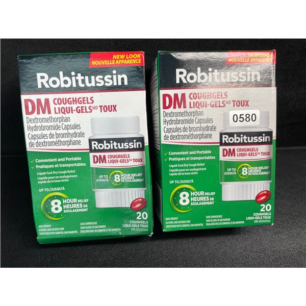 2 Boxes of Robitussin DM CoughGels Liqui-Gels - 20 Per Box - New