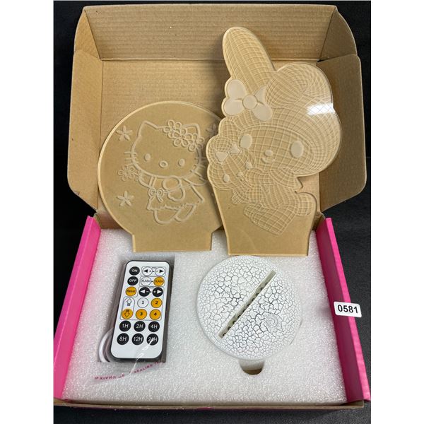 1 3D Acrylic Hello Kitty Night Light - Color-Changing RGB Light w/ Remote Control - New
