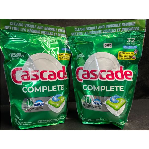 2 Bags of Cascade Complete Fresh Scent w/ Dawn Dishwasher Pods (32 Pods Each) - New
