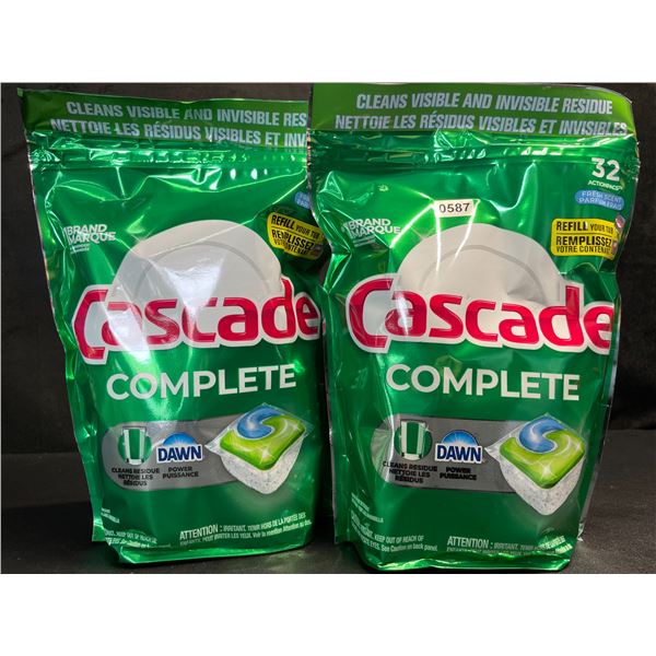 2 Bags of Cascade Complete Fresh Scent w/ Dawn Dishwasher Pods (32 Pods Each) - New
