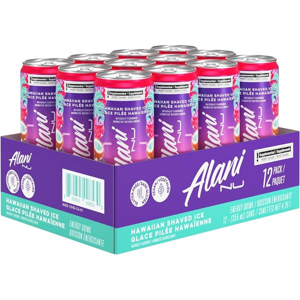 1 Case of Alani Nu Hawaiian Shaved Ice Energy Drinks (12 x 355ml Cans) - New
