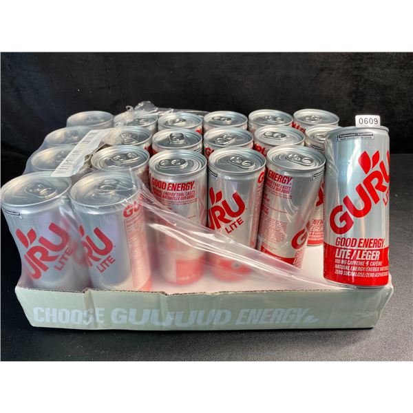 20 Cans of GURU Lite Organic Energy Drinks (20 x 250ml Cans) - New