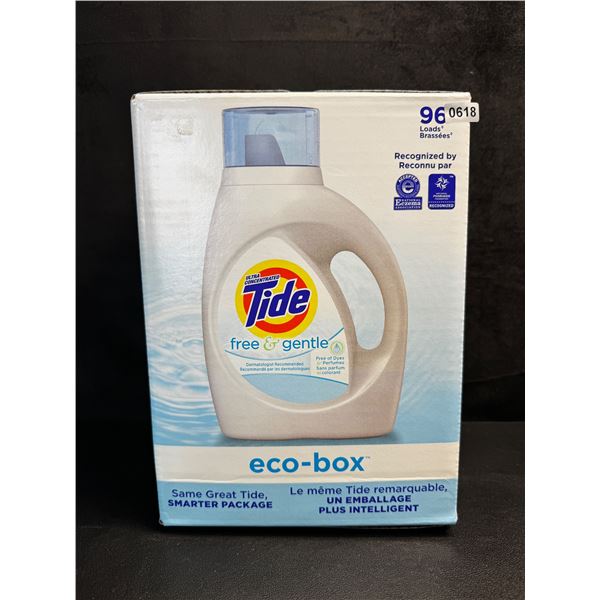 1 Tide Ultra Concentrated Free & Gentle Eco-Box Liquid Laundry Detergent - 3.1L/96 Loads - New