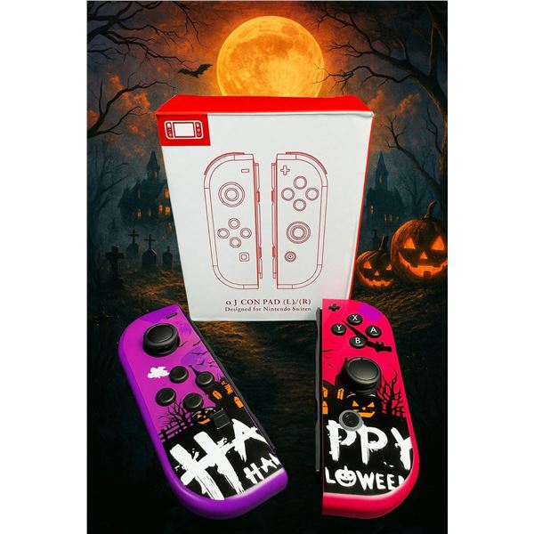 1 Set of Halloween Design Joycon Controllers for Nintendo Switch - New