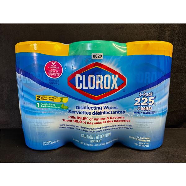 1 3-Pack of Clorox Disinfecting Wipes - 75 Wipes Per Bottle - 225 Wipes Total! - New