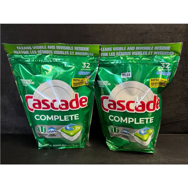2 Bags of Cascade Complete Fresh Scent w/ Dawn Dishwasher Pods (32 Pods Each) - New