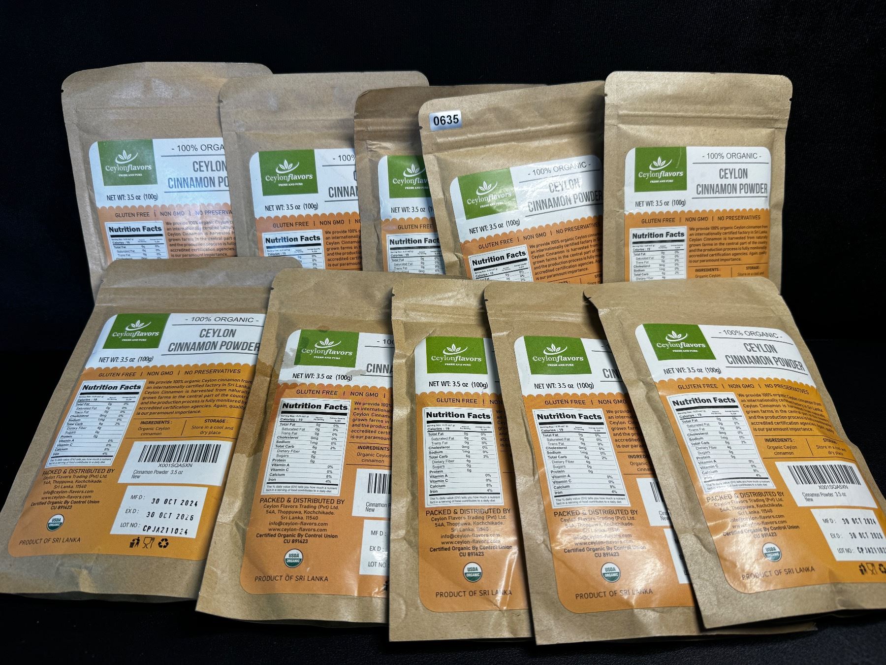 10 Individual 3.5oz Packs of Ceylon Cinnamon Powder 100% Organic - New