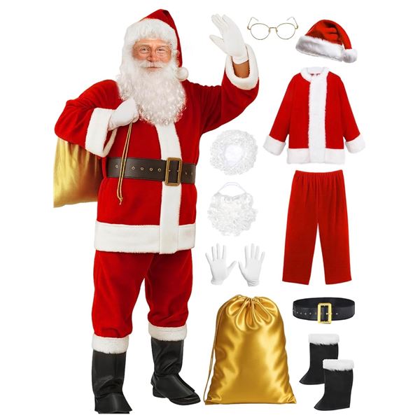 Premium 10PC Santa Suit in a Bag - Size Extra Large - New