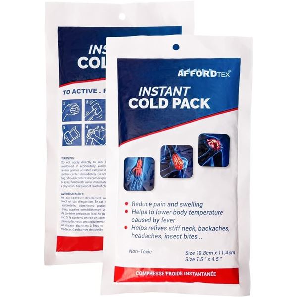 12-Packs of Instant Cold Packs (7.5" x 4.5") Disposable Cold Packs for Injuries/Pain Relief - New