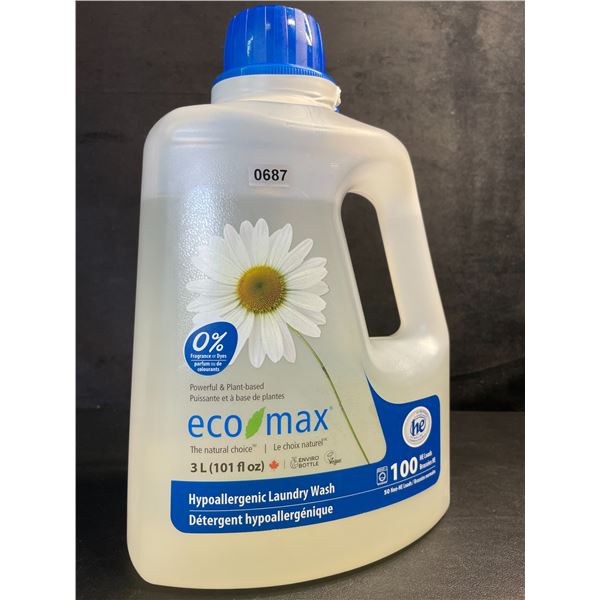 1 Jug of Eco Max Hypoallergenic Laundry Soap (3L) Powerful & Plant-Based Laundry Wash - New