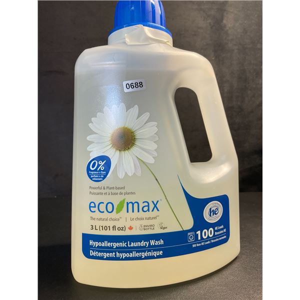 1 Jug of Eco Max Hypoallergenic Laundry Soap (3L) Powerful & Plant-Based Laundry Wash - New
