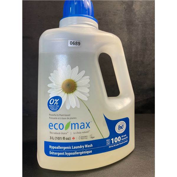 1 Jug of Eco Max Hypoallergenic Laundry Soap (3L) Powerful & Plant-Based Laundry Wash - New