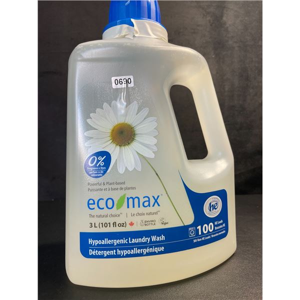1 Jug of Eco Max Hypoallergenic Laundry Soap (3L) Powerful & Plant-Based Laundry Wash - New