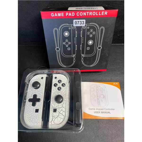 1 Pair of JoyCon Controllers for Switch; Cracked Marble White (Aftermarket Design) - New