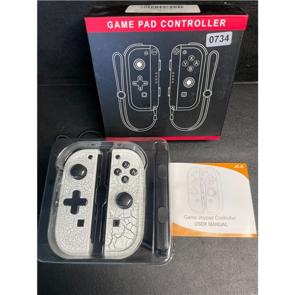 1 Pair of JoyCon Controllers for Switch; Cracked Marble White (Aftermarket Design) - New