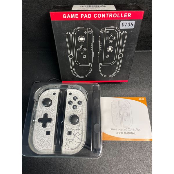 1 Pair of JoyCon Controllers for Switch; Cracked Marble White (Aftermarket Design) - New