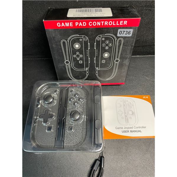1 Pair of JoyCon Controllers for Switch; Cracked Marble Black (Aftermarket Design) - New