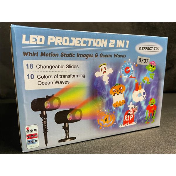 1 LED Outdoor Motion Projector Light - Includes 18 Changeable Holiday Slides/Designs - New!