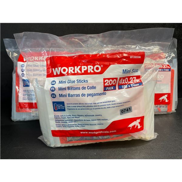 3 Packs of WorkPro Mini Hot Glue Sticks (200PCS Per Pack) 4" Size - New