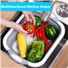 Image 5 : 2 Collapsible Multi-Function Cutting Boards with Built-In Strainer/Storage Basket - New