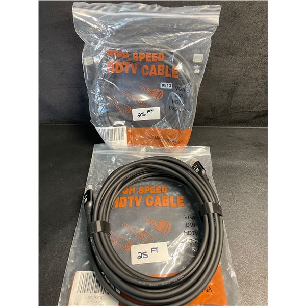 2 High-Speed 25FT HDMI Cables; 4K/60Hz HDMI Cables - Brand New