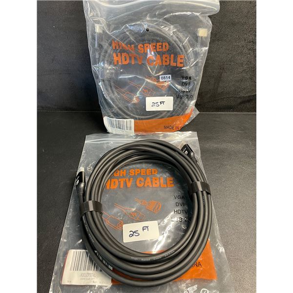 2 High-Speed 25FT HDMI Cables; 4K/60Hz HDMI Cables - Brand New