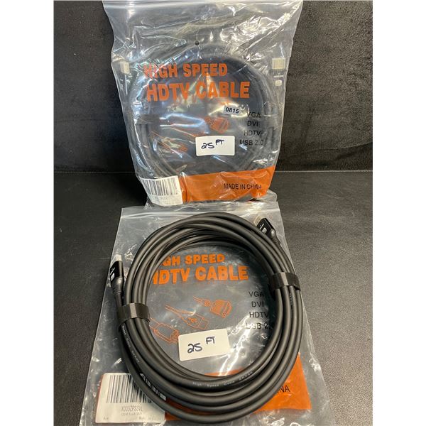 2 High-Speed 25FT HDMI Cables; 4K/60Hz HDMI Cables - Brand New