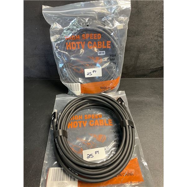 2 High-Speed 25FT HDMI Cables; 4K/60Hz HDMI Cables - Brand New