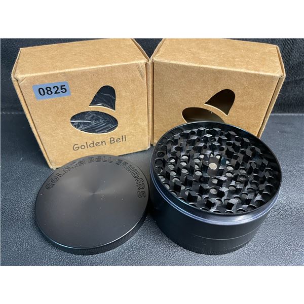 2 Golden Bell 3-Inch Grinders (For Dried Flower) - Black - Brand New