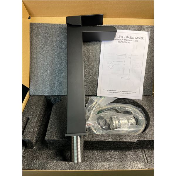 1 KENES Single Lever Black Waterfall Design Sink Faucet - New in Box