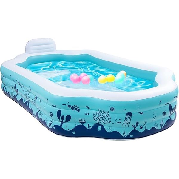 Valwix Inflatable Full-Sized Family Swimming Pool (Large 122" x 71" x 30" Size) - New Sealed!
