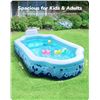 Image 2 : Valwix Inflatable Full-Sized Family Swimming Pool (Large 122" x 71" x 30" Size) - New Sealed!
