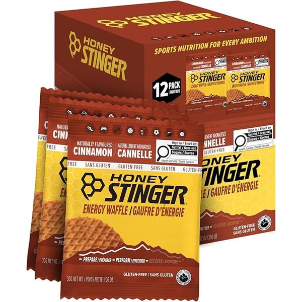 1 Box of Honey Stinger Cinnamon Flavoured Energy Waffles - 12 Pack - New (BB: 25/OC/01)