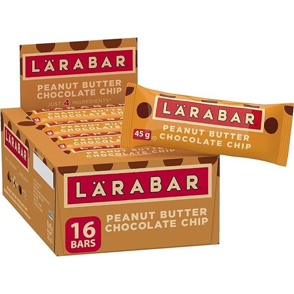 LaraBar Peanut Butter Chocolate Chip Fruit & Nut Energy Bars (Box of 16) - New (BB: 07/DE/2025)