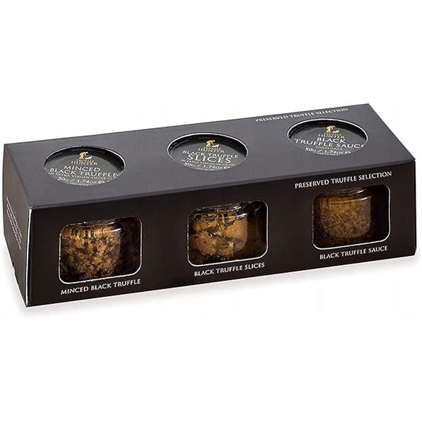 TruffleHunter Preserved Black Truffle Selection Set - Minced Truffle, Truffle Slices & Sauce - New