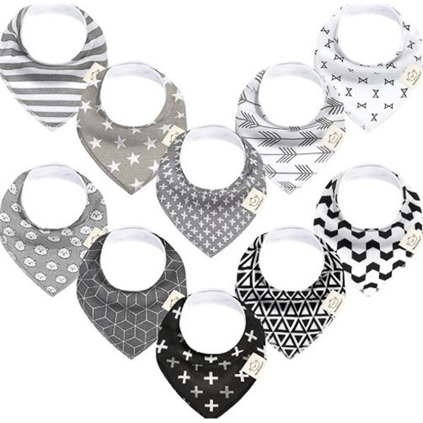KeaBabies 10-Pack Organic Cotton Bandana Baby Bibs - Brand New