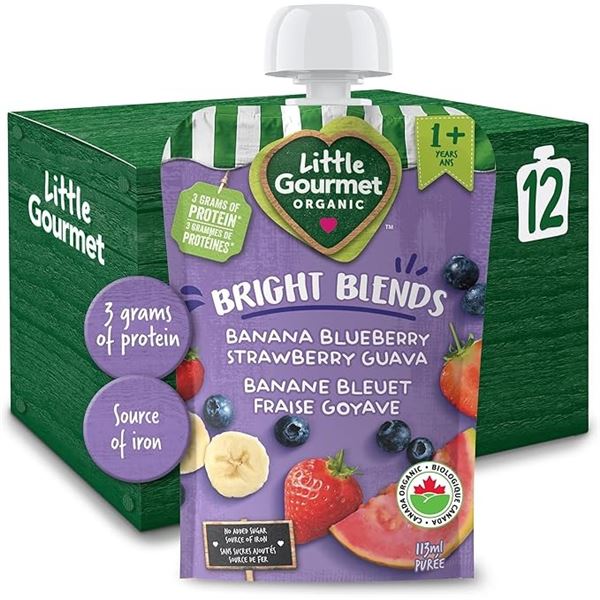 12-Pack Case of Baby Little Gourmet Organic Bright Blends Baby Food Pouches  - New