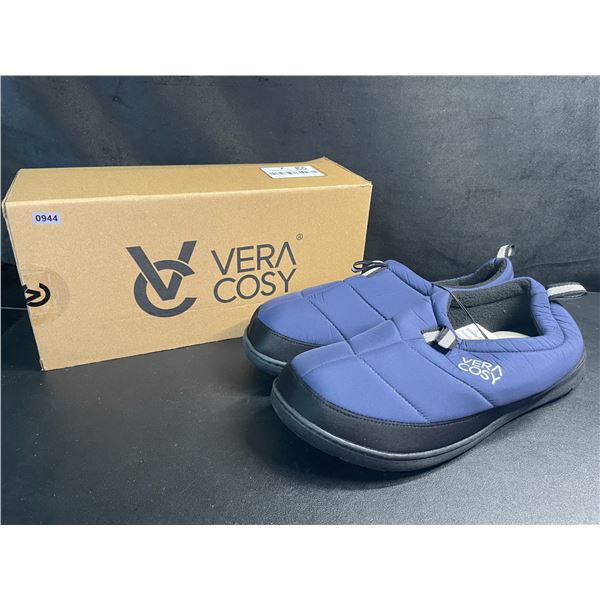 1 Pair of VeraCosy Men's Quilted Memory Foam/Grip Bottom Slippers (Size 11-12) - New in Box
