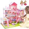 Image 1 : CuteStone 11-Rooms Huge DIY Dollhouse w/ 2 Dolls (31" x 28" x 27") Pink Princess Dollhouse - NEW