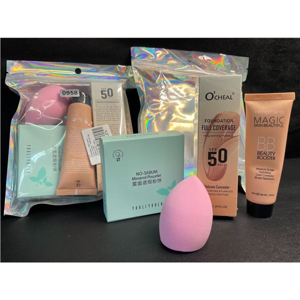 2 4PC Makeup/Foundation Sets (Incl. BB Cream, Full-Coverage Foundation, Mineral Powder + Sponge)