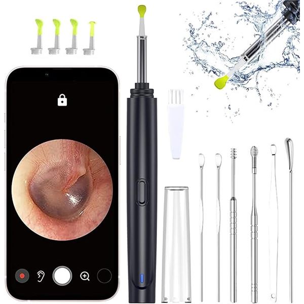 1 Smart Earwax Removal Tool with Camera/Wireless Ear Otoscope with App Pairing - New Sealed